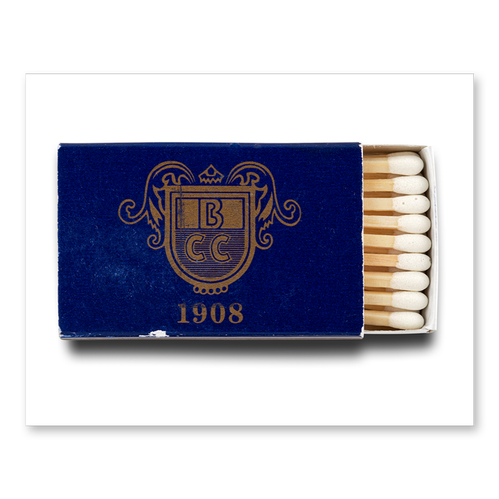 Fine art print featuring a Beverly Country Club matchbook and logo.