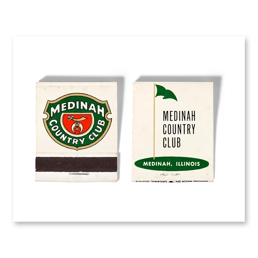 fine art print of a vintage matchbook from medinah country club.
